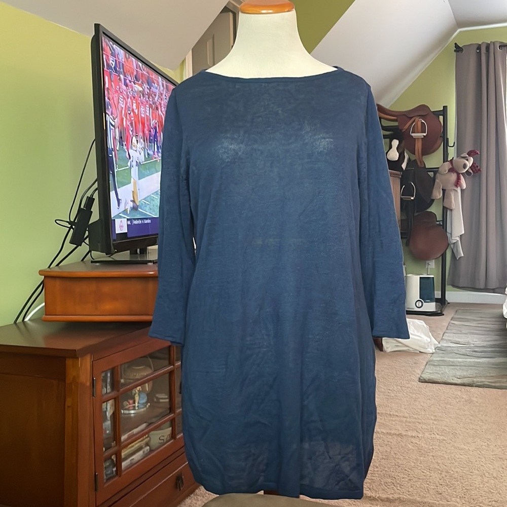 Linen and cotton tunic sweater